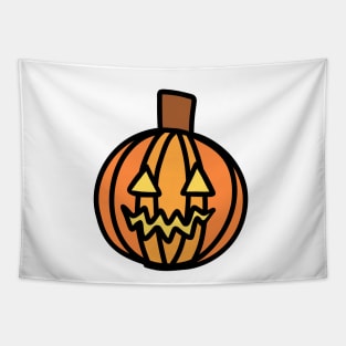 Cute Jack o’ Lantern Pumpkin Cartoon on a Black Backdrop, made by EndlessEmporium Tapestry