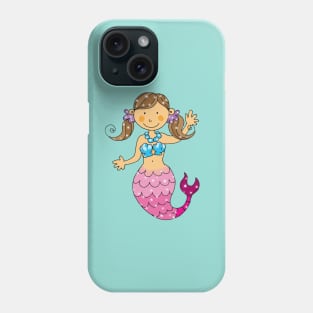 cute mermaid princess girl (brown hair) Phone Case