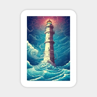 Lighthouse In A Celestial Storm Magnet