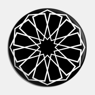 White Islamic Geometric Pattern Stars on Black Background Pin