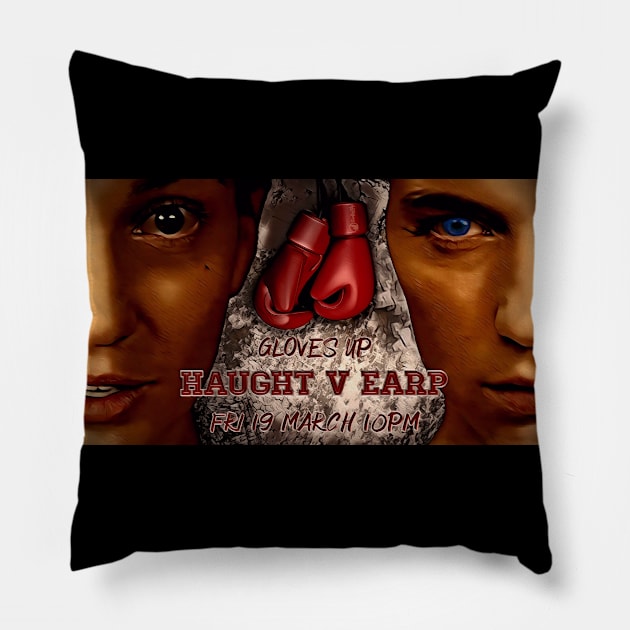 Haught v Earp - Gloves Up! #BringWynonnaHome Pillow by SurfinAly Design 