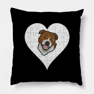 Staffordshire Bull Terrier Heart Jigsaw Pieces Design - Gift for Staffordshire Bull Terrier Lovers Pillow