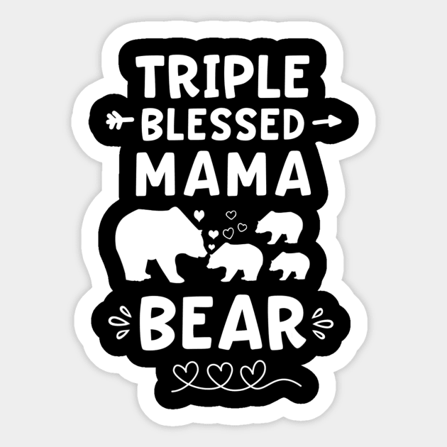Mama Bear With 3 Cubs Shirt Triple Blessed Mama Bear Tshirt Mama Bear With 3 Cubs Shirt Triple Blessed Mama Bear Tshirt