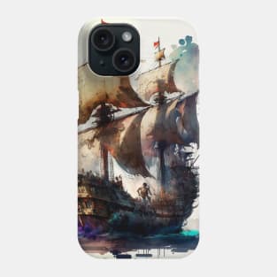 Pirate Ship watercolour Phone Case