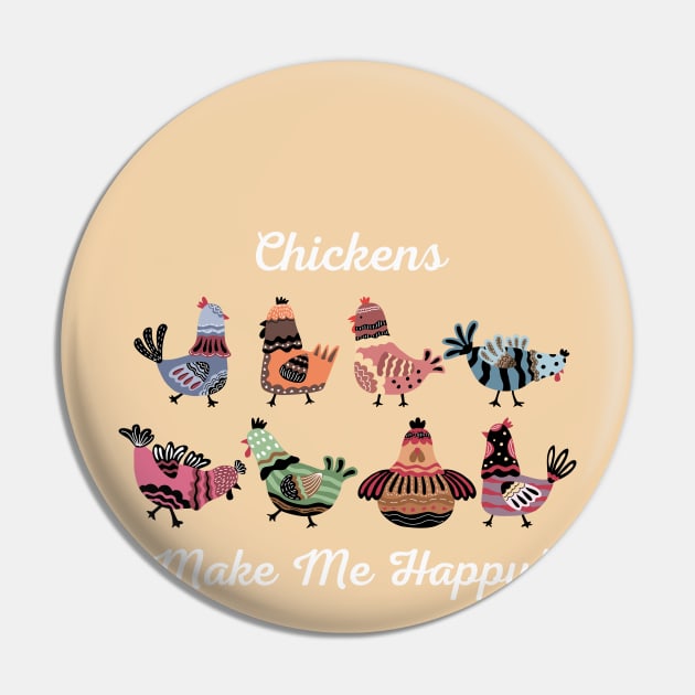 Chickens Pin by LylaLace Studio