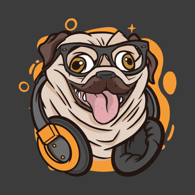 Funny Hipster Pug Dog Face // Pug Lover // Pug Mom Cute by SLAG_Creative