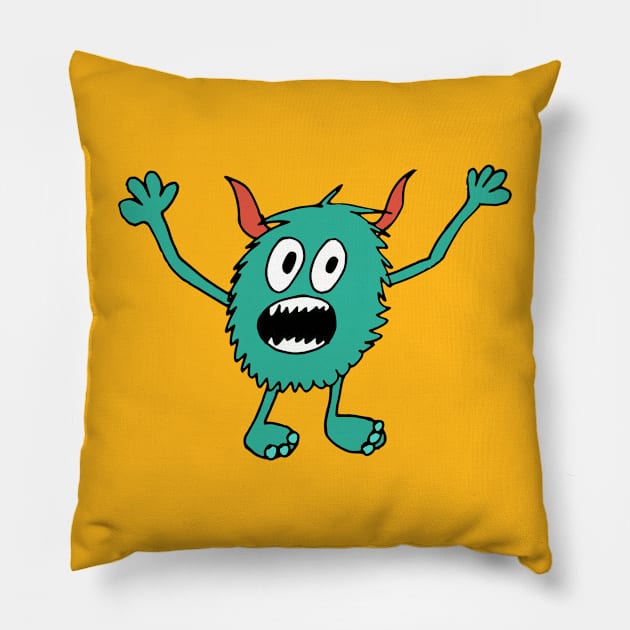 Aaaarrrrrrgh monster at house Pillow by Keenan Cloths