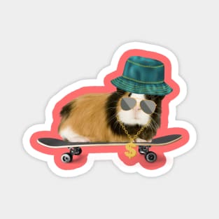 Funny Guinea pig on a skateboard Magnet