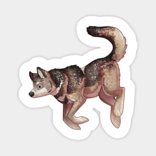 Cozy Gray Wolf Magnet