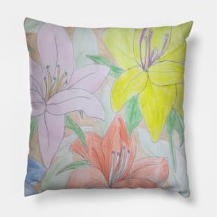 flowers were drawn y hands Pillow