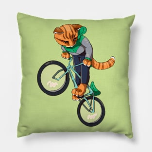 cat cyclist Pillow