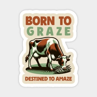 A farm cow eats grass Magnet