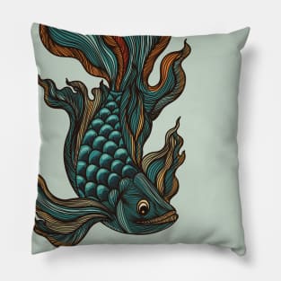 Lined hand drawn betta fish. Pillow