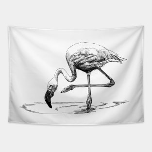 Flamingo Ink Drawing Tapestry