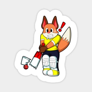 Fox as Batsman with Cricket bat Magnet