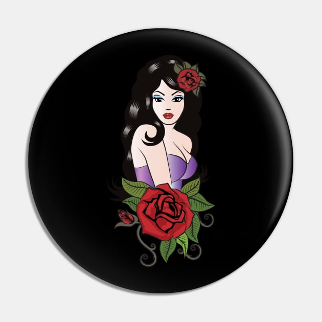 Tattoo Girl Pin by PauHanaDesign