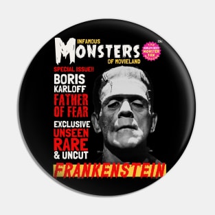 Vintage Pulp horror Frankenstein Horror Magazine Pin