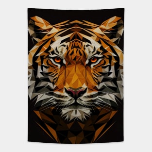 Triangle tiger - Abstract polygon animal face staring Tapestry