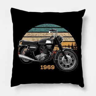 Rocket 3 1969 Vintage Motorcycle Design Pillow