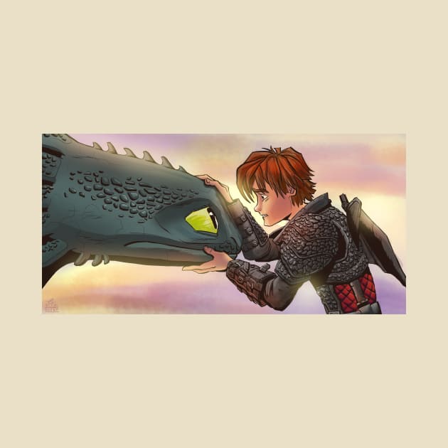 Hiccup and Toothless Goodbye by inhonoredglory