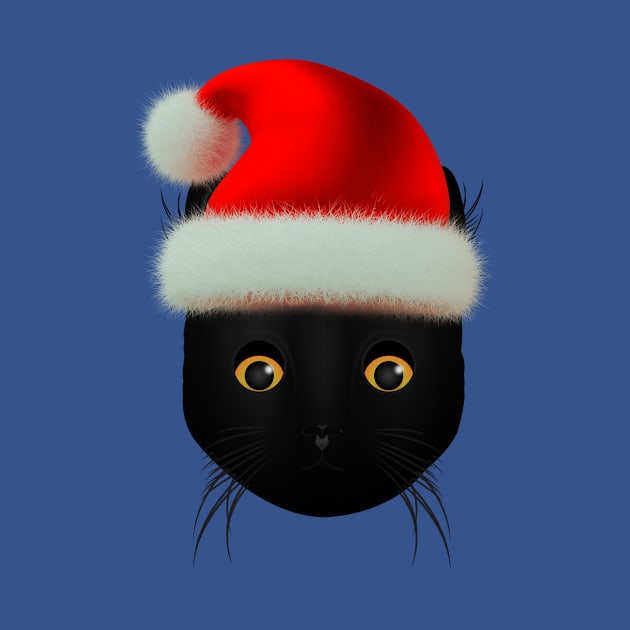 Black Cat Santa Claus Christmas Hat by letnothingstopyou