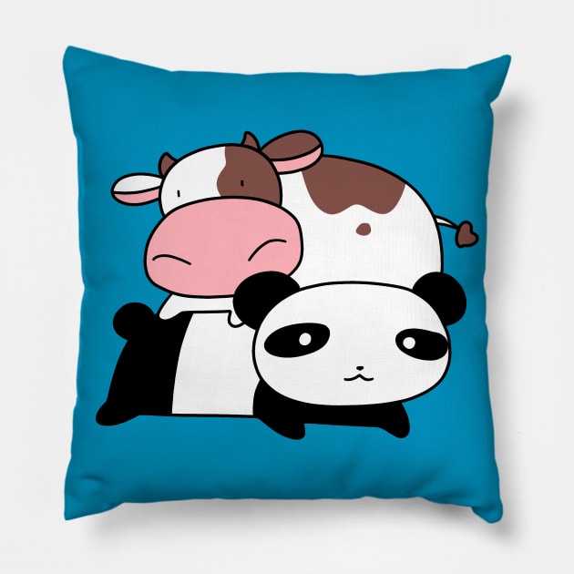 Little Cow and Panda Pillow by saradaboru