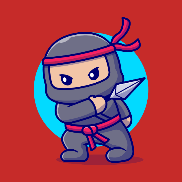 Cute Ninja With Kunai Cartoon by Catalyst Labs