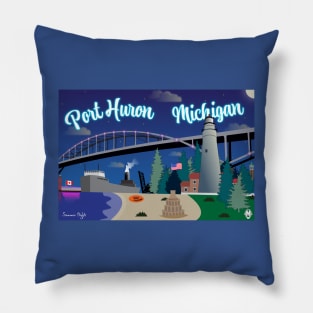 Port Huron Michigan Vector Art Pillow