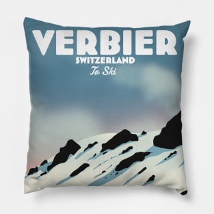 Verbier Switzerland ski travel poster Pillow