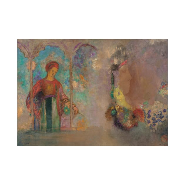 Woman in a Gothic Arcade by Odilon Redon by Classic Art Stall