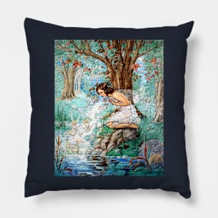 Fairies at a Woodland Stream - Harold Gaze Pillow