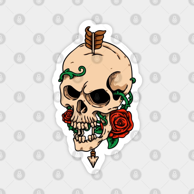 Skull And Rose Magnet by andhiika