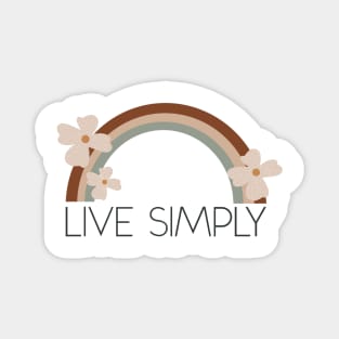 Live Simply Boho Rainbow Flowers Magnet