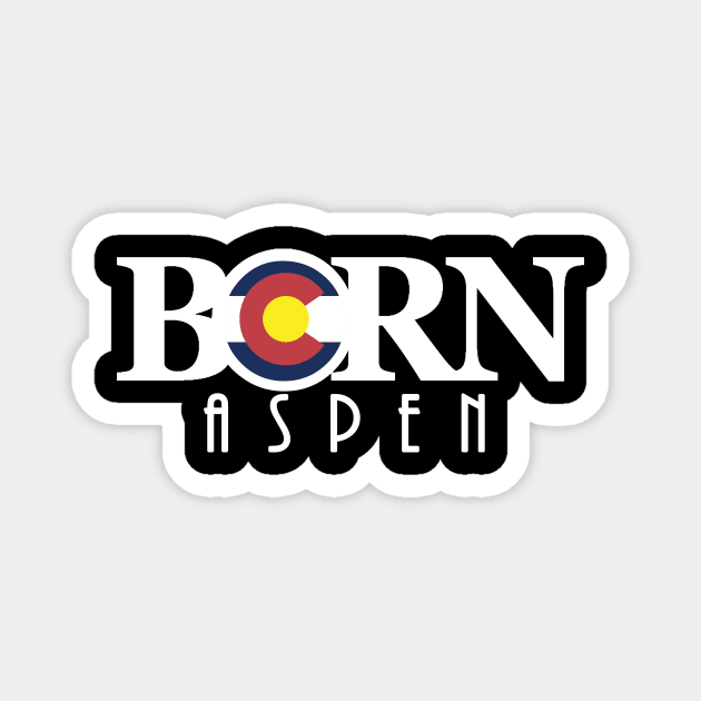 BORN Aspen (long white text) Magnet by HomeBornLoveColorado