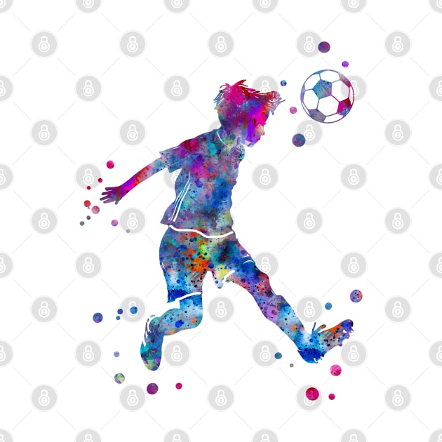 Soccer Player Little Boy Heading the Ball by RosaliArt