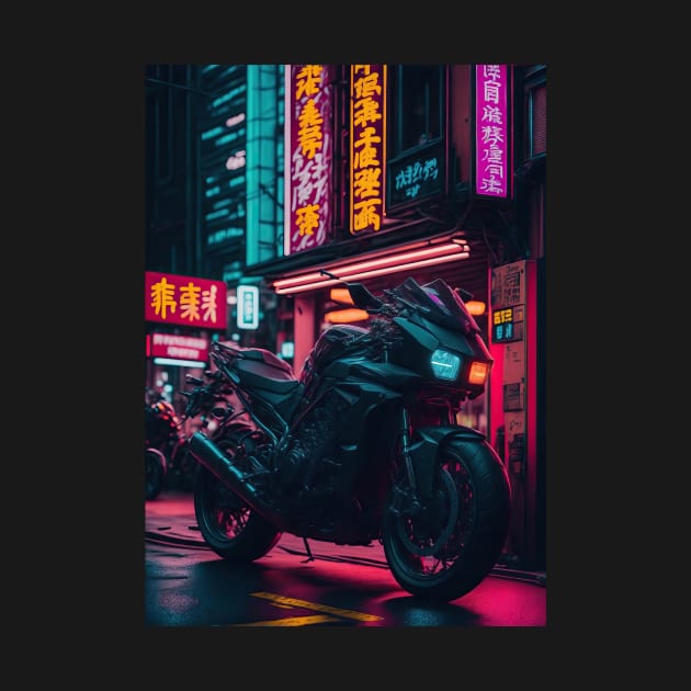 Neon Speedster: Motorcycle Majesty in a Japanese Metropolis by star trek fanart and more