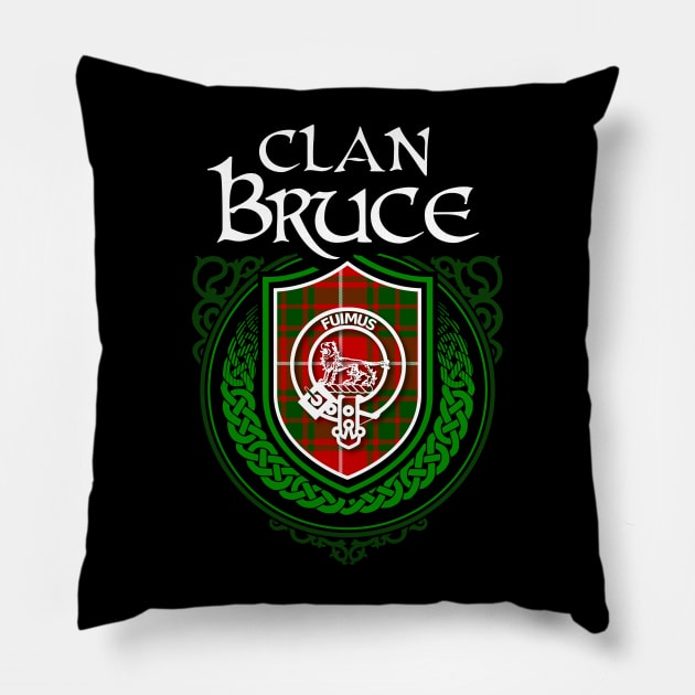 Clan Bruce Surname Scottish Clan Tartan Crest Badge Pillow by Celtic Folk