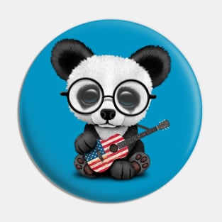 Baby Panda Playing American Flag Guitar Pin