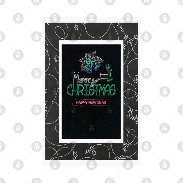 Chalkboard Holly Neon Christmas by ninasilver