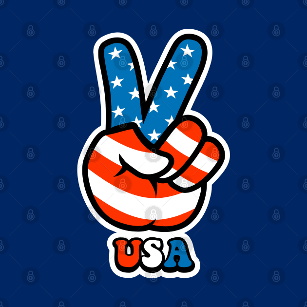 July 4th Peace Sign Freedom Fingers made of American USA Flag Symbol by ChattanoogaTshirt