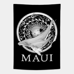 Humpback whales Shield of Maui Tapestry