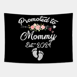 Promoted To Mommy Est 2024 Floral Tapestry