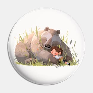 Adorable Grizzly Bear Animal Loving Cuddle Embrace Children Kid Tenderness Pin