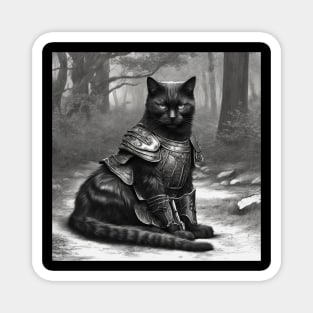 BLACK CAT IN ARMOR Magnet