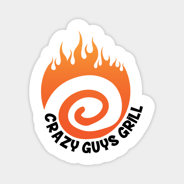 Crazy Guys Grill Flame Black Magnet by radbadchad