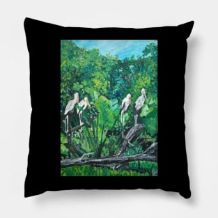 Stork's are taking rest on the tree. Pillow
