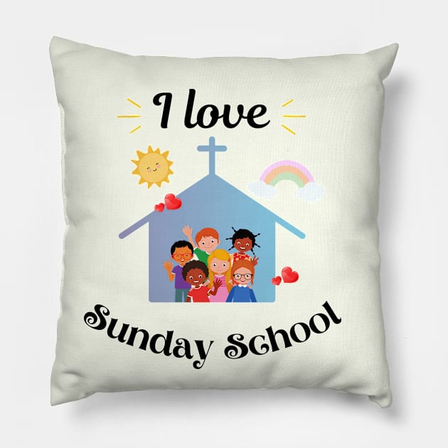 I love Sunday school Pillow by Rubi16