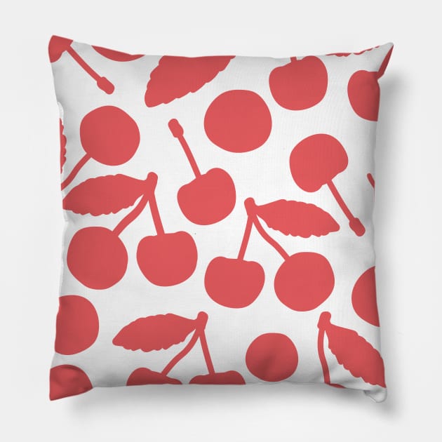 Cute silhouette red white cherries Pillow by essskina