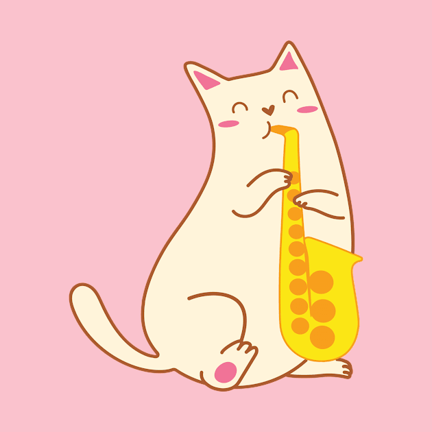 Saxophone Cat - Full Front by natelledrawsstuff