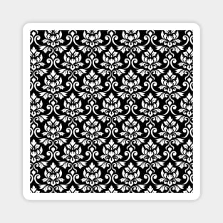 Feuille Damask White on Black Pattern Magnet